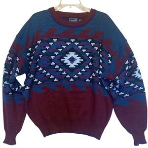 Vintage Editions Geometric Pattern Sweater Crewneck aztec southwestern knit
